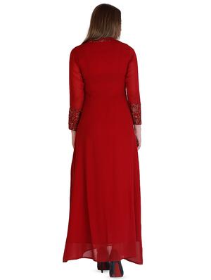 mandarin neck long sleeved solid maxi dress - 16433464 - Standard Image - 3