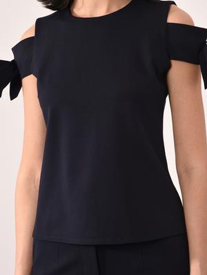 cold shoulder bow patch top - 16433514 - Standard Image - 6