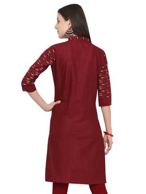 Solid straight kurta - 16434278 - Standard Image - 3