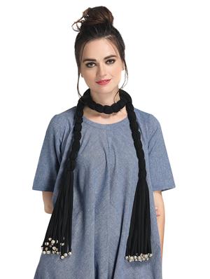 black cotton blend long necklace - 16434519 - Standard Image - 3