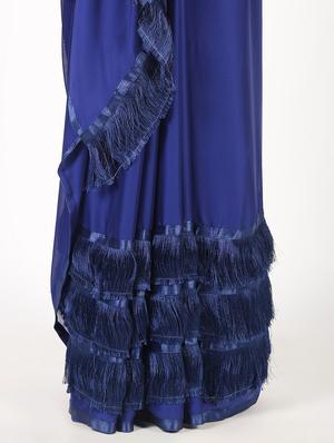 ruffle solid saree with blouse - 16435247 - Standard Image - 3
