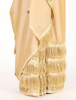 fringe border fusion saree with blouse - 16435250 - Standard Image - 3