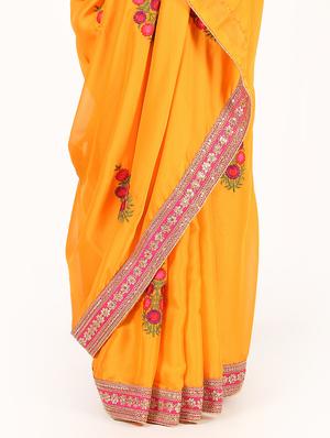 bordered embroidered saree with blouse - 16435256 - Standard Image - 3