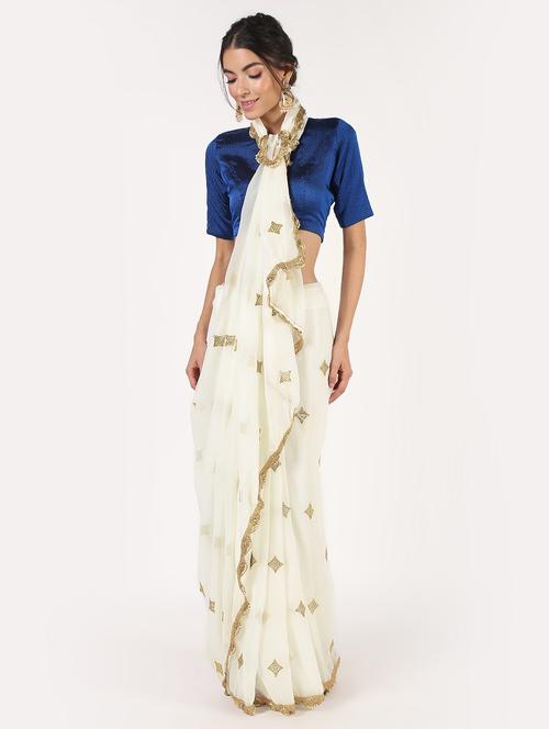 bordered embroidered saree with blouse - 16435302 - Standard Image - 1