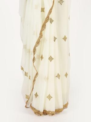 bordered embroidered saree with blouse - 16435302 - Standard Image - 3