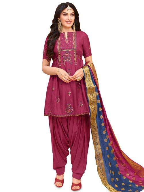 embroidered unstitched patiyala suit - 16436351 - Standard Image - 1