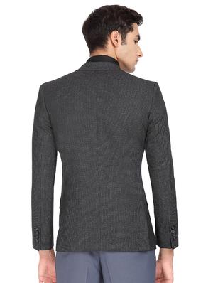 black self design single breasted casual blazer - 16436618 - Standard Image - 3