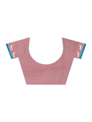checkered printed bhagalpuri saree with blouse - 16436637 - Standard Image - 3