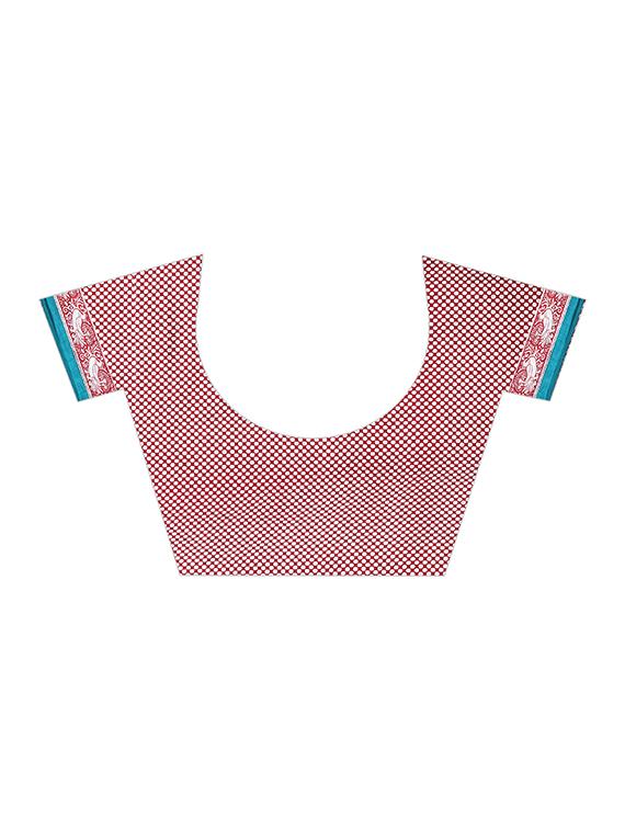 checkered printed bhagalpuri saree with blouse - 16436637 - Zoom Image - 3