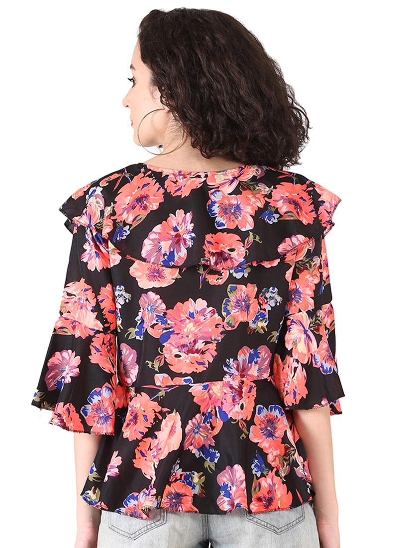 bell sleeved layered floral top - 16437865 - Zoom Image - 3