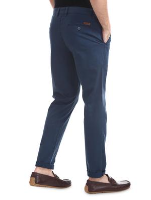 blue solid chinos - 16440096 - Standard Image - 3