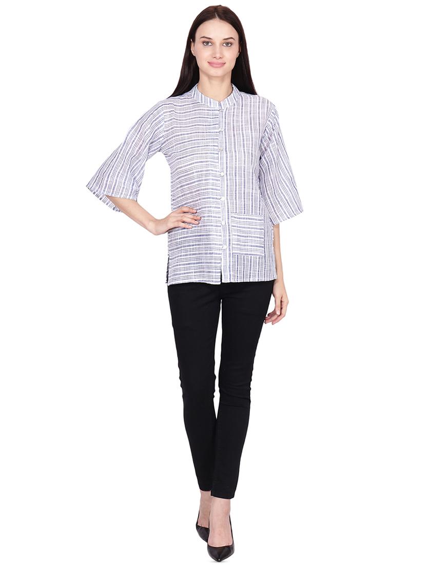 striped printed straight kurti - 16440164 - Zoom Image - 3