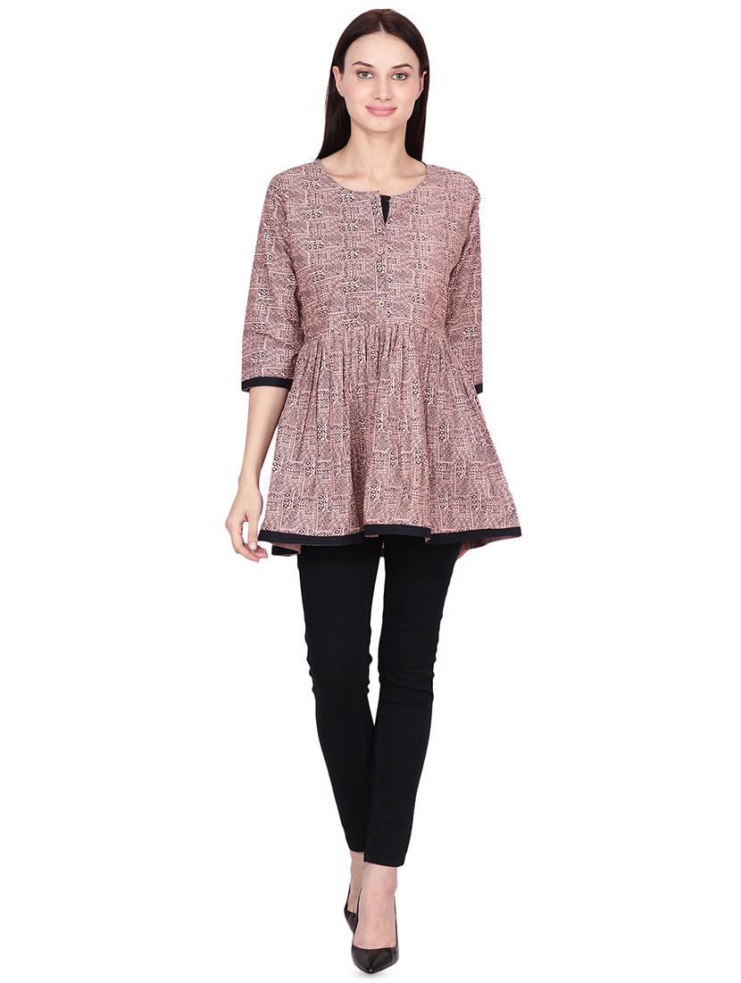 block printed a-line kurti - 16440167 - Zoom Image - 3