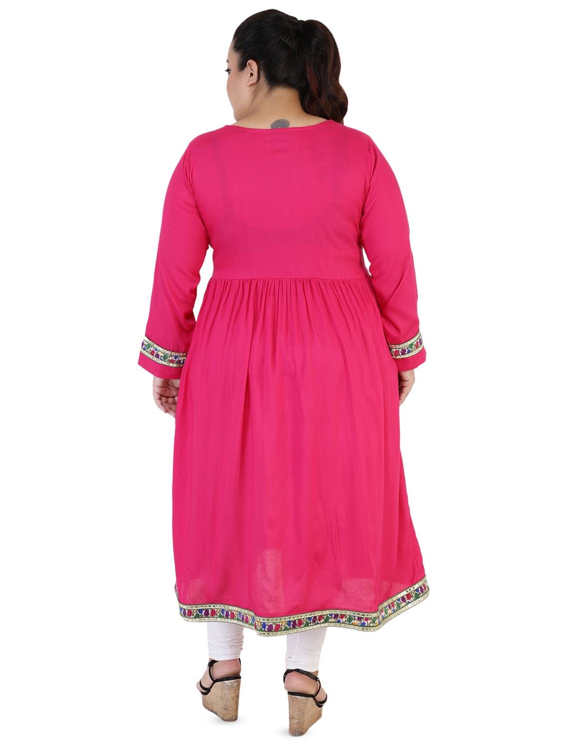 solid a-line kurta - 16440465 - Zoom Image - 3