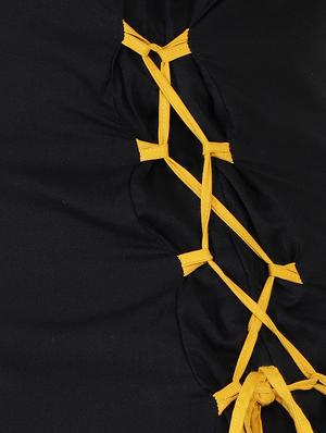 contrast drawstrings a-line kurta - 16440468 - Standard Image - 3