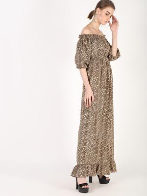 off shoulder animal printed maxi dress - 16441240 - Standard Image - 3