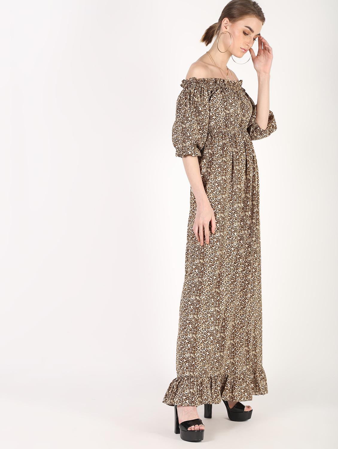 off shoulder animal printed maxi dress - 16441240 - Zoom Image - 3