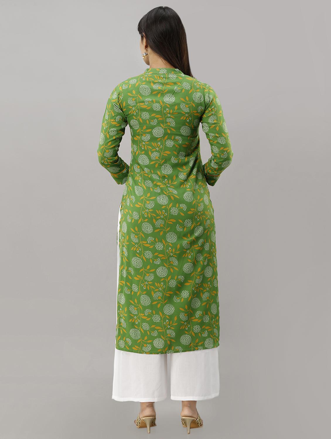 floral printed straight kurta - 16442136 - Zoom Image - 3