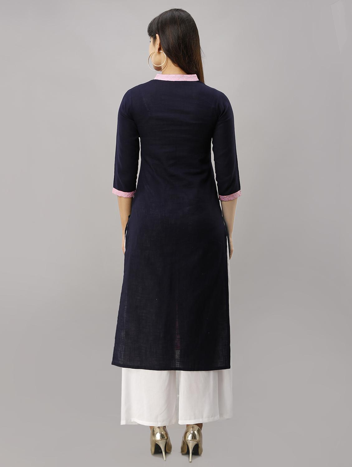 embroidered straight kurta - 16442137 - Zoom Image - 3