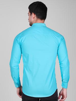 light blue solid casual shirt - 16443070 - Standard Image - 3