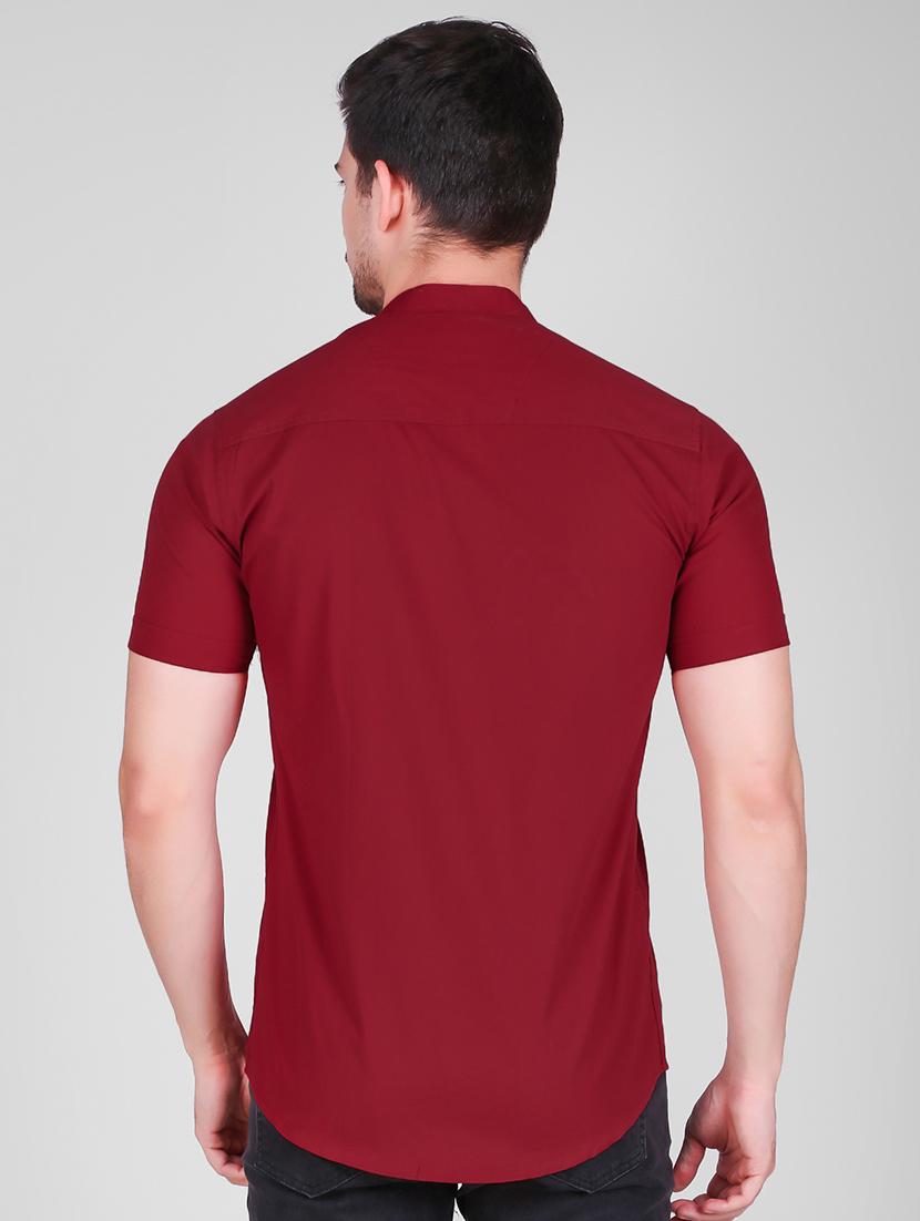red solid casual shirt - 16443072 - Zoom Image - 3