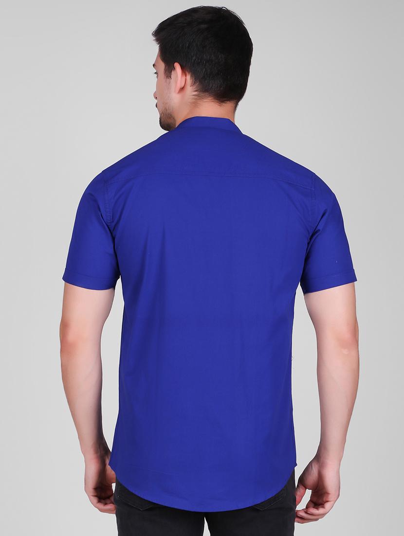 blue solid casual shirt - 16443073 - Zoom Image - 3
