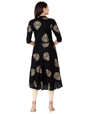 gold print anarkali kurta - 16443193 - Standard Image - 3