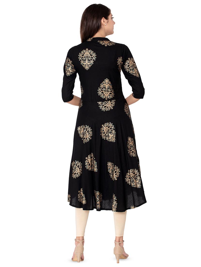 gold print anarkali kurta - 16443193 - Zoom Image - 3