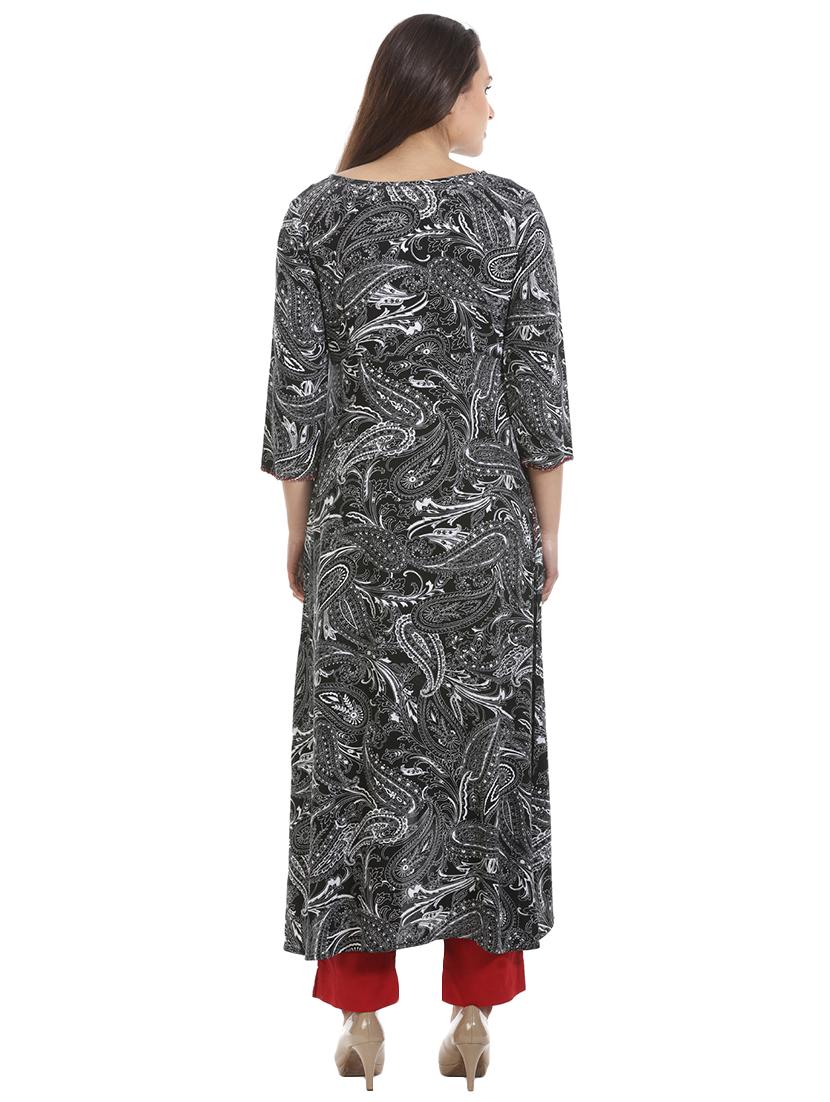 paisley printed high-low kurta - 16443720 - Zoom Image - 3