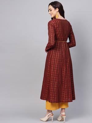 embroidered kurta fusion set - 16444219 - Standard Image - 3