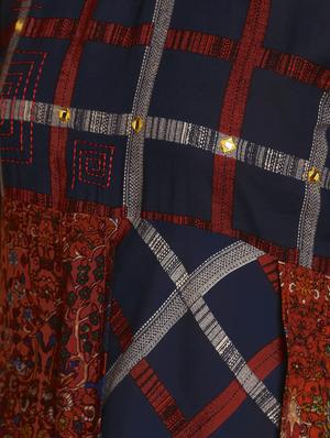 checkered high-low kurta - 16444623 - Standard Image - 6