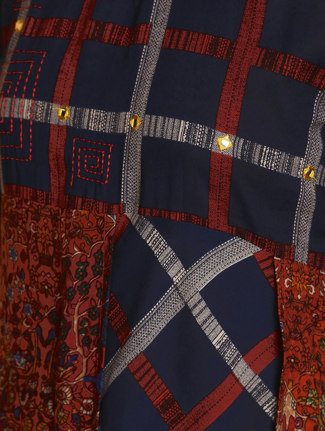 checkered high-low kurta - 16444623 - Zoom Image - 6