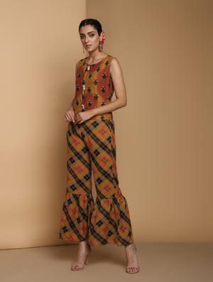 printed layered kurta with sharara set - 16445378 - Standard Image - 3