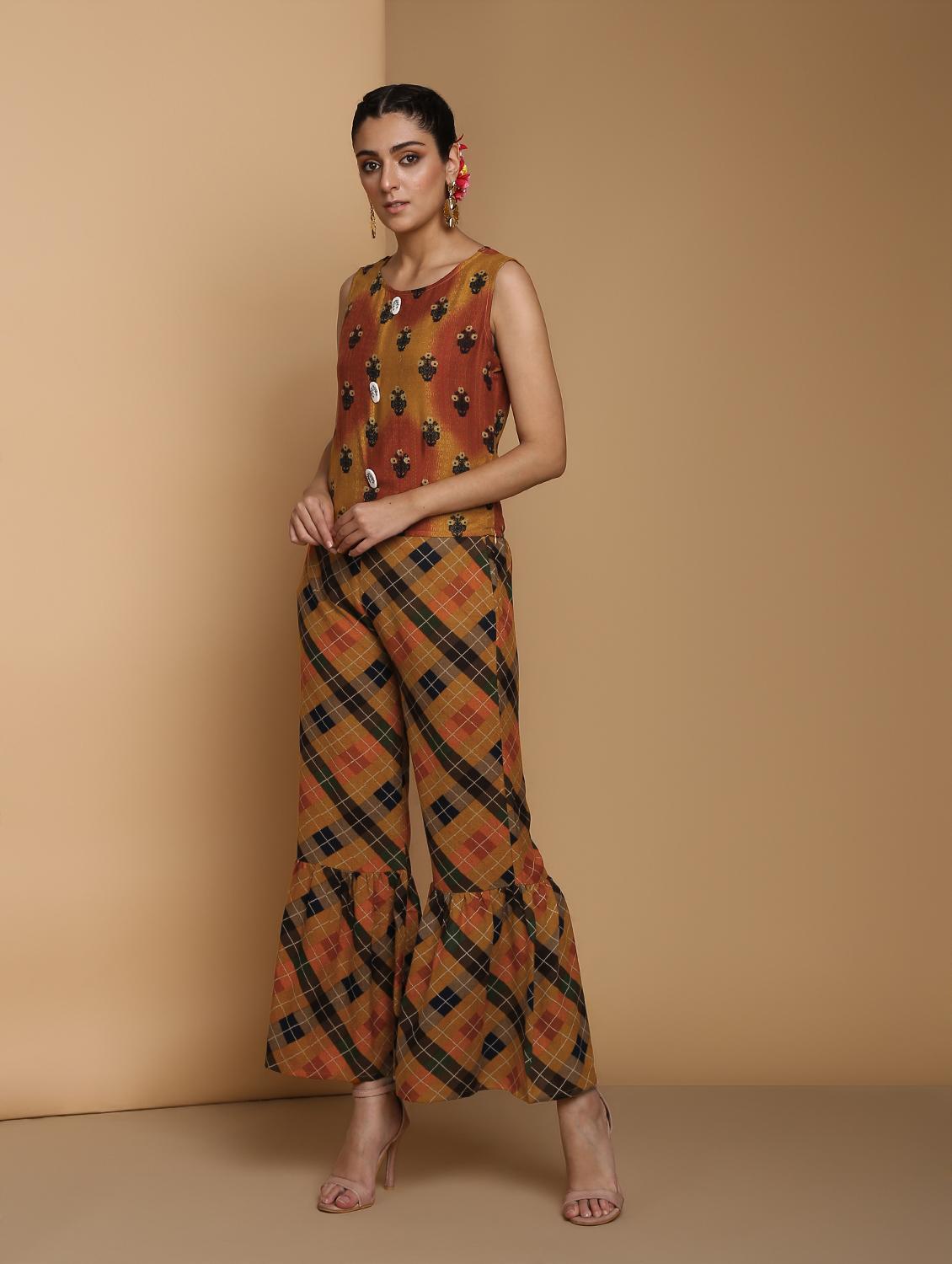 printed layered kurta with sharara set - 16445378 - Zoom Image - 3