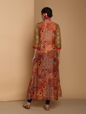 floral printed kurta with jacket - 16445381 - Standard Image - 3