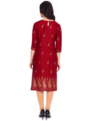 gold foil printed straight kurta - 16445400 - Standard Image - 3