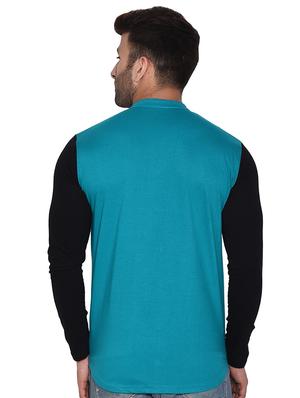 blue color block casual shirt - 16446299 - Standard Image - 3