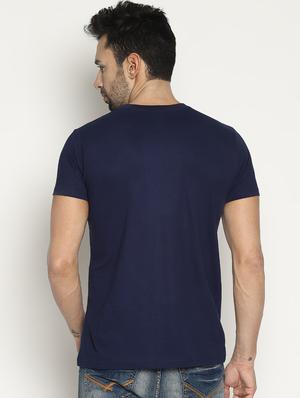 navy blue chest print t-shirt - 16447476 - Standard Image - 3