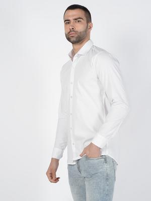 white solid casual shirt - 16448535 - Standard Image - 3