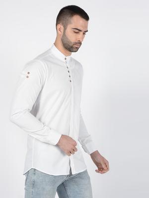 white solid casual shirt - 16448539 - Standard Image - 3