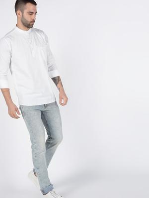 white solid short kurta - 16448671 - Standard Image - 3