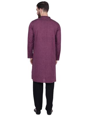 purple solid kurta pyjama set - 16450324 - Standard Image - 3
