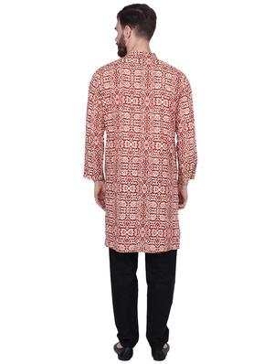 red printed kurta pyjama set - 16450325 - Standard Image - 3