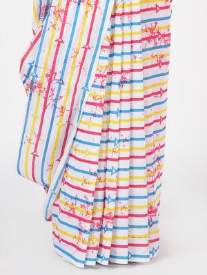 striped printed saree with blouse - 16450388 - Standard Image - 3