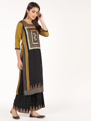printed kurta with palazzo set - 16450814 - Standard Image - 3