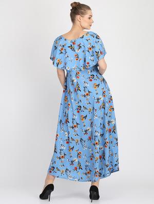 cape sleeved floral a-line dress - 16453985 - Standard Image - 3