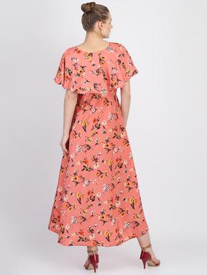 cape sleeved floral a-line dress - 16453986 - Standard Image - 3