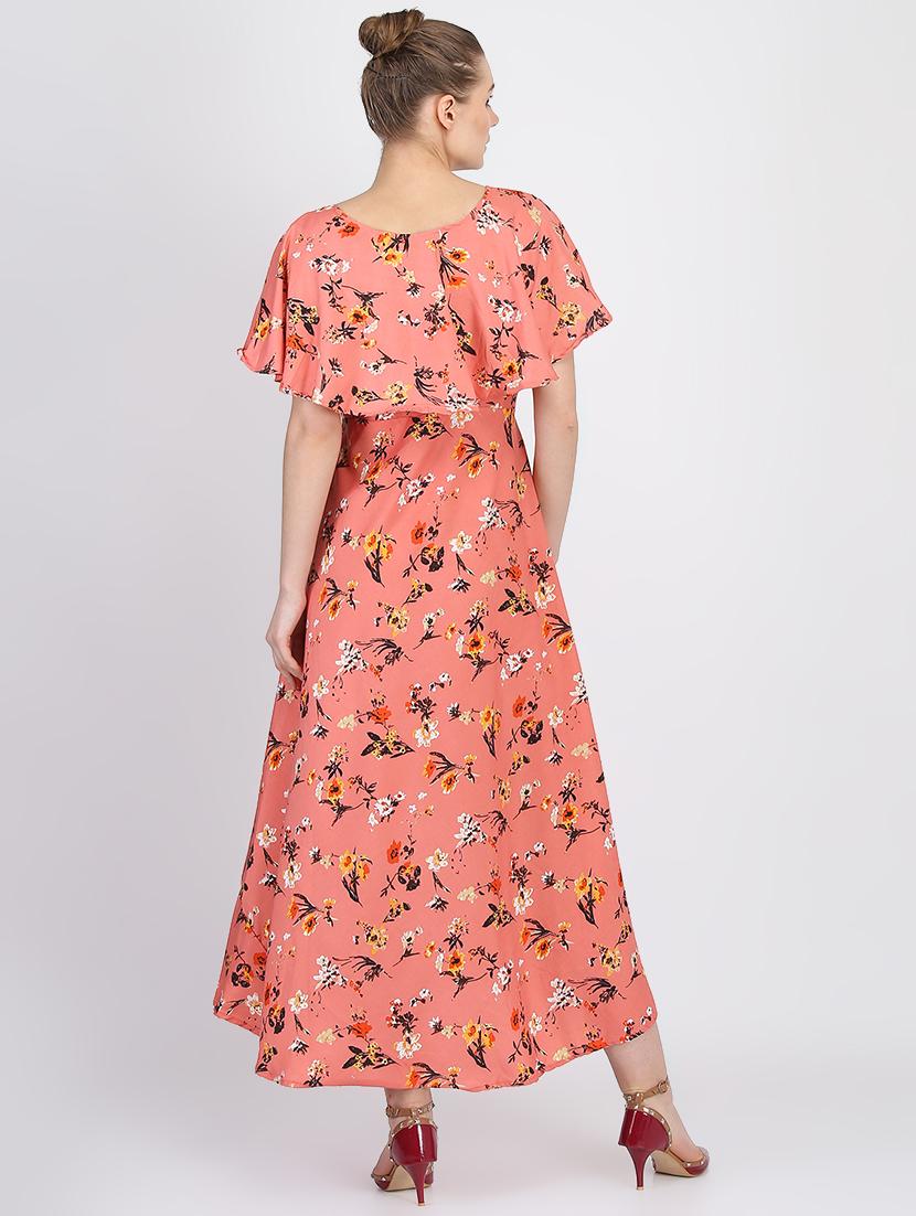 cape sleeved floral a-line dress - 16453986 - Zoom Image - 3