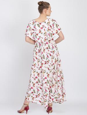 cape sleeves floral maxi dress - 16453989 - Standard Image - 3