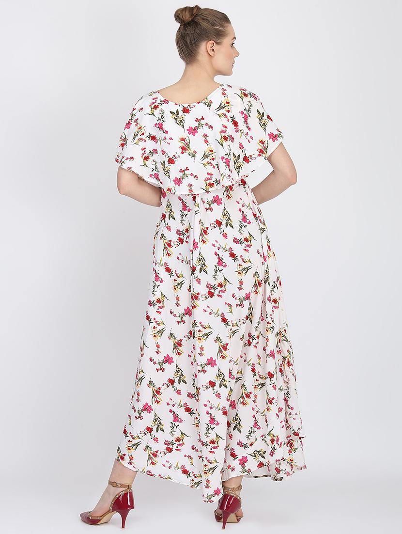 cape sleeves floral maxi dress - 16453989 - Zoom Image - 3
